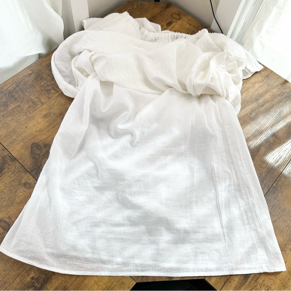 Tommy Bahama Linen Dye Off the Shoulder Dress, White, Medium - Picture 11 of 16